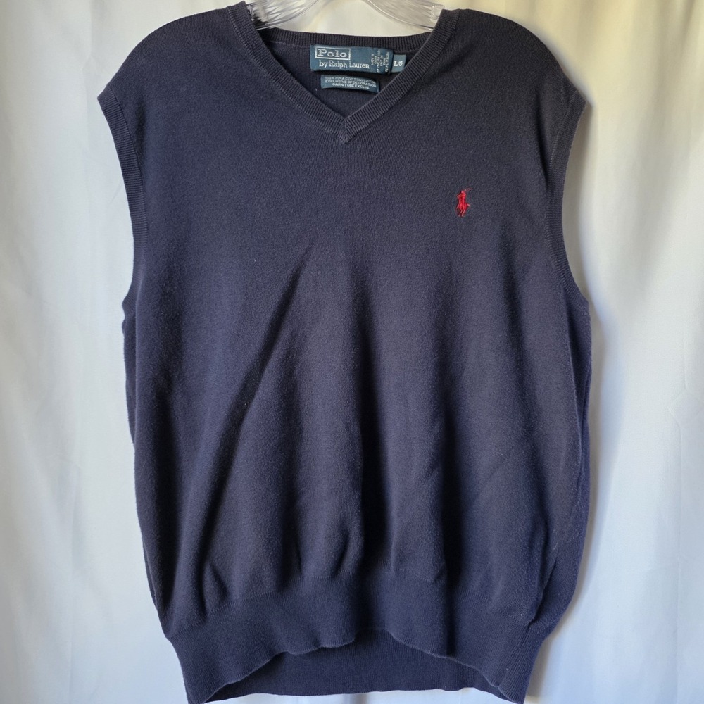 Men's Polo Ralph Lauren Dark Blue Pima Cotton Vest, Size Large